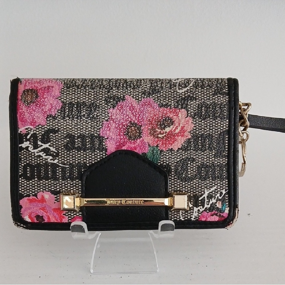 Juicy Couture Black and Pink Floral Clutch